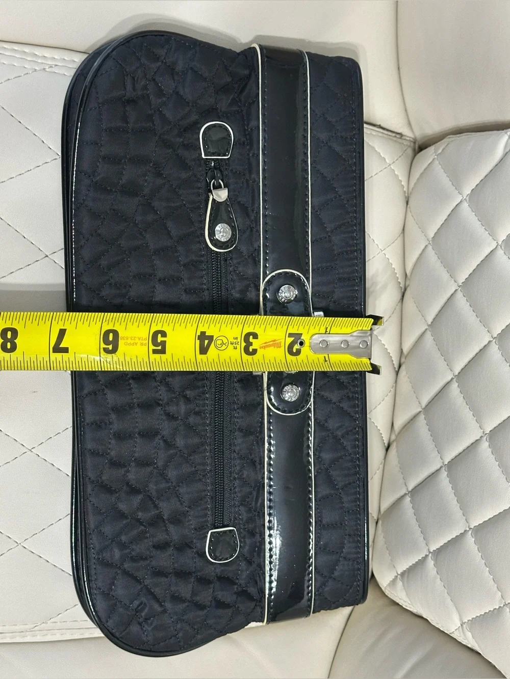 Vera Bradley Quilted Clutch Black Patent Leather trim Purse tote